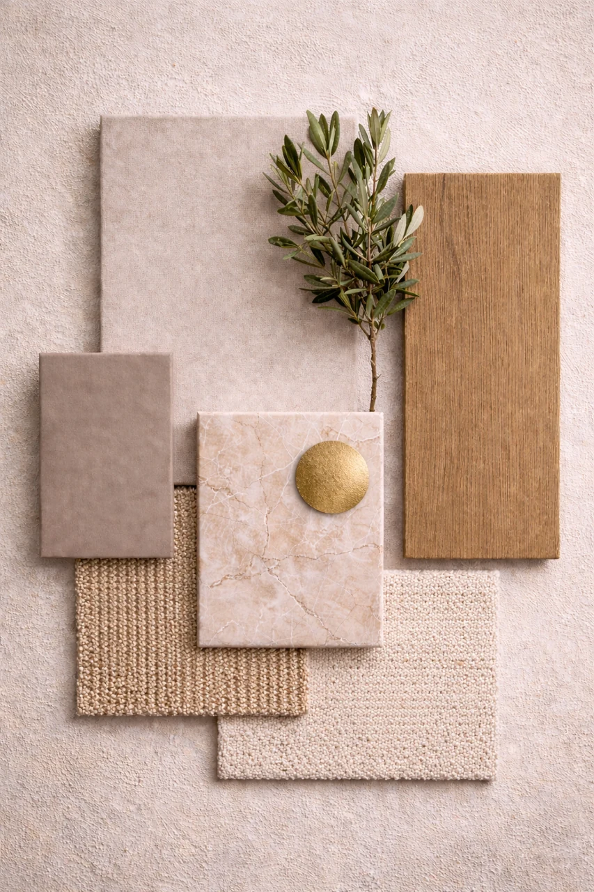 Modern Farmhouse Farbpalette mit Leinen, Holz und Lavendel