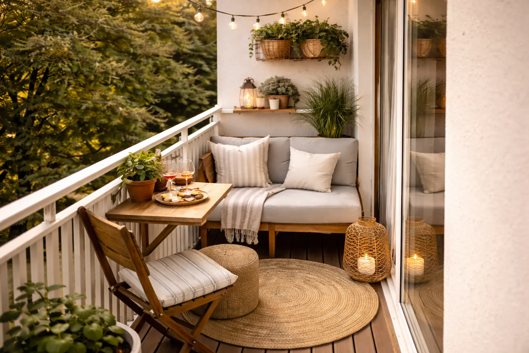 Balkon von oben gesehen mit durchdachter Raumplanung
