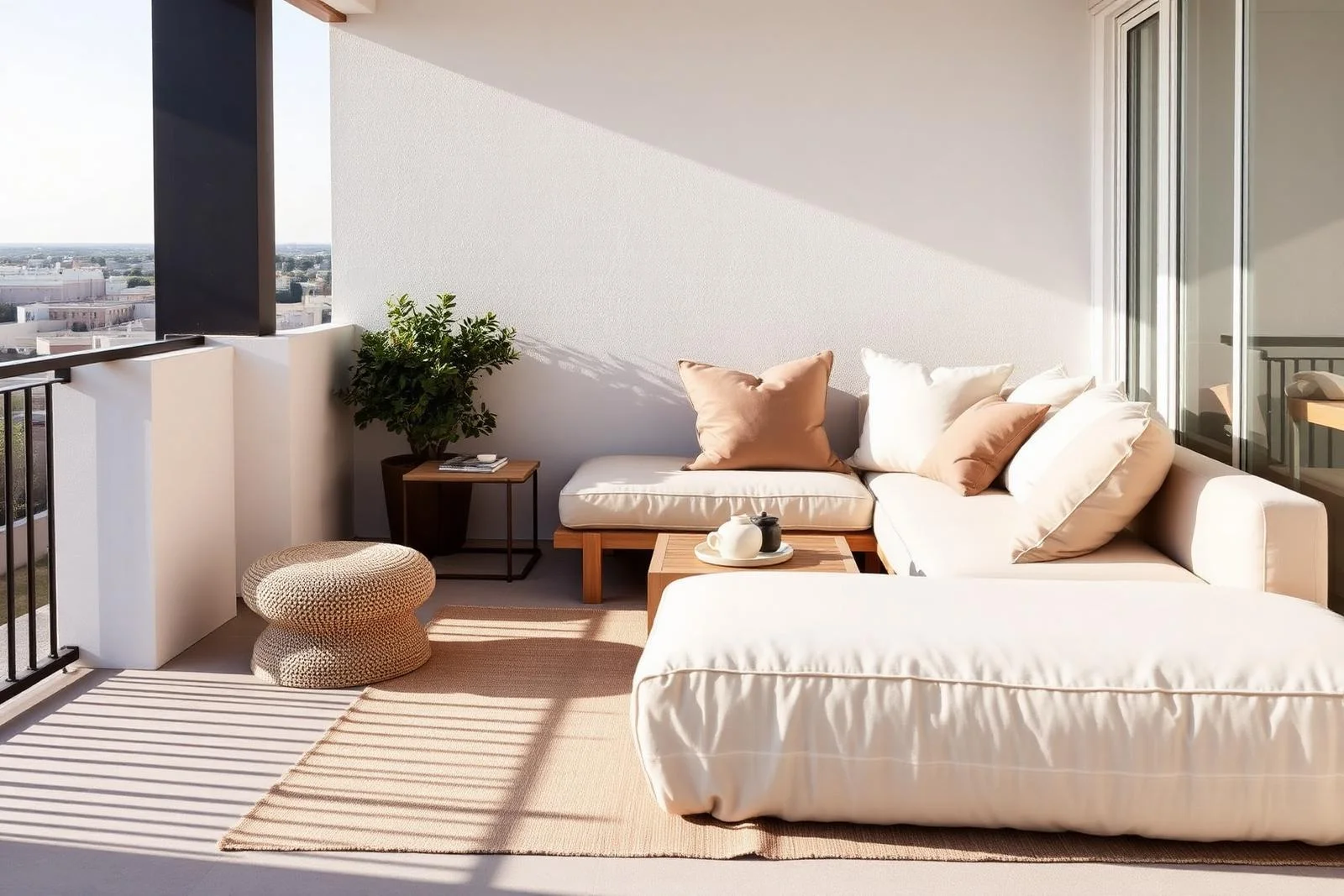 Grosse balkone – Stilvolle Outdoor-Lounge mit niedrigen Polstermöbeln