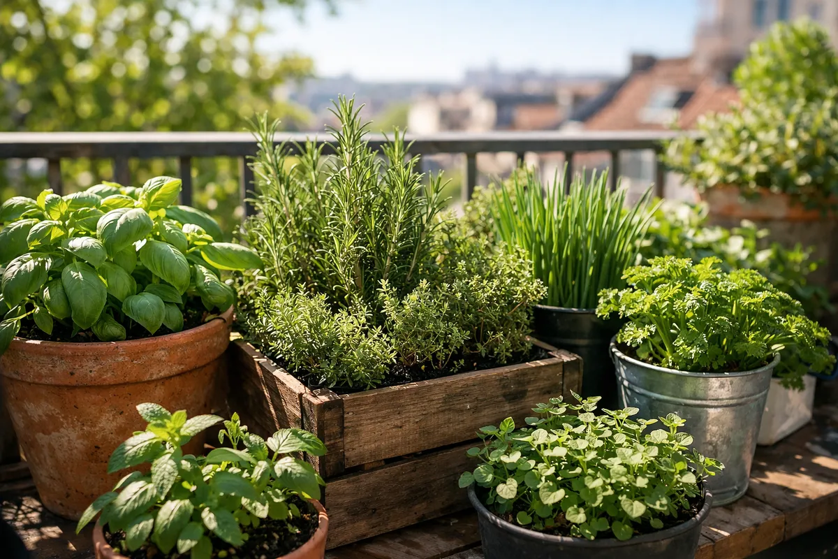Balkon-Kräuter: Pflanze das ganze Jahr über Kräuter auf deinem Balkon.
