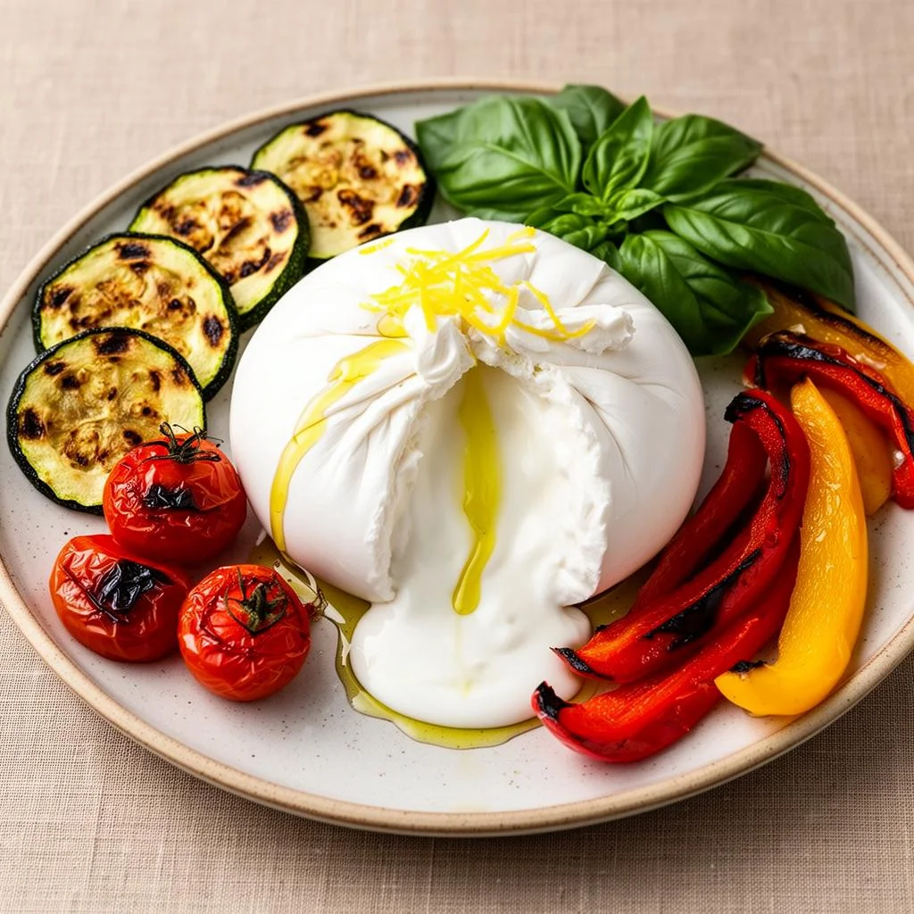 Mein perfektes – Burrata mit mediterranem Ofengemüse und Zitronenöl