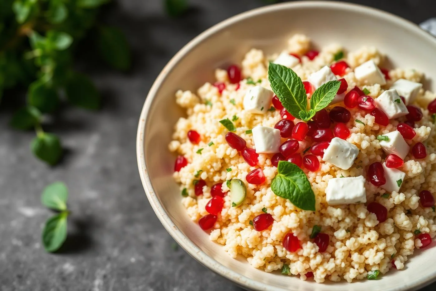 Mein perfektes – Couscous-Salat mit Feta, Granatapfel und Minze
