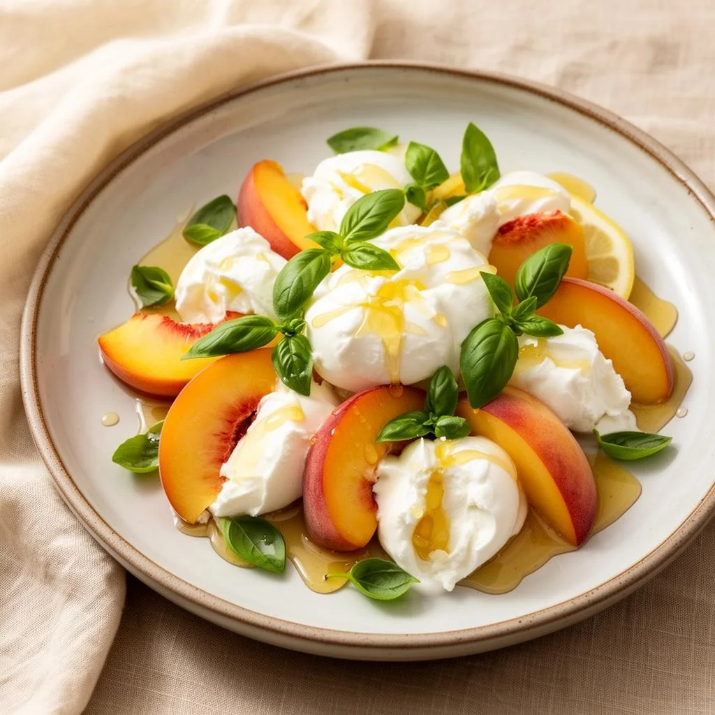 Mein perfektes – Pfirsich-Mozzarella-Salat mit Honig und Basilikum