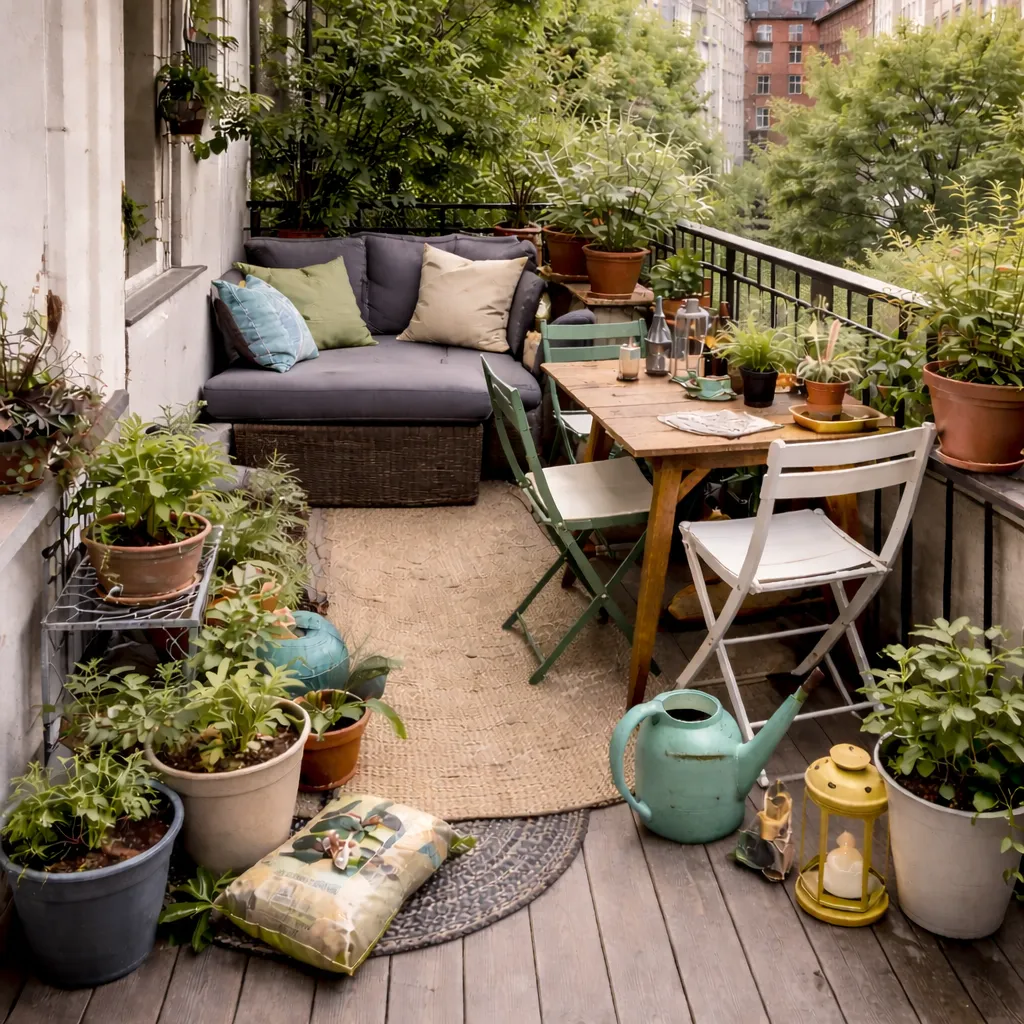 Überladener schmaler Balkon als Negativbeispiel